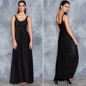 BlackMilk Clothing Burned Velvet Maxi Dress Black